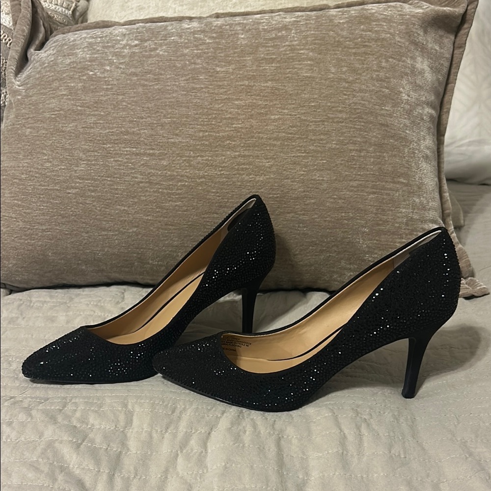 INC International Concepts Black Sparkle Heels